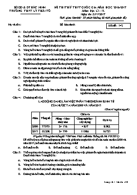 Đề thi thử THPT quốc gia môn Địa lí lớp 12 - Mã đề 142 - Năm học 2016-2017 - Trường THPT Lý Thái Tổ